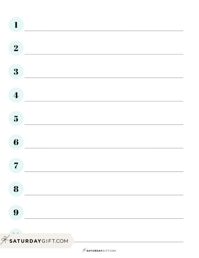 Numbered one inch lined paper printable - green | SaturdayGift