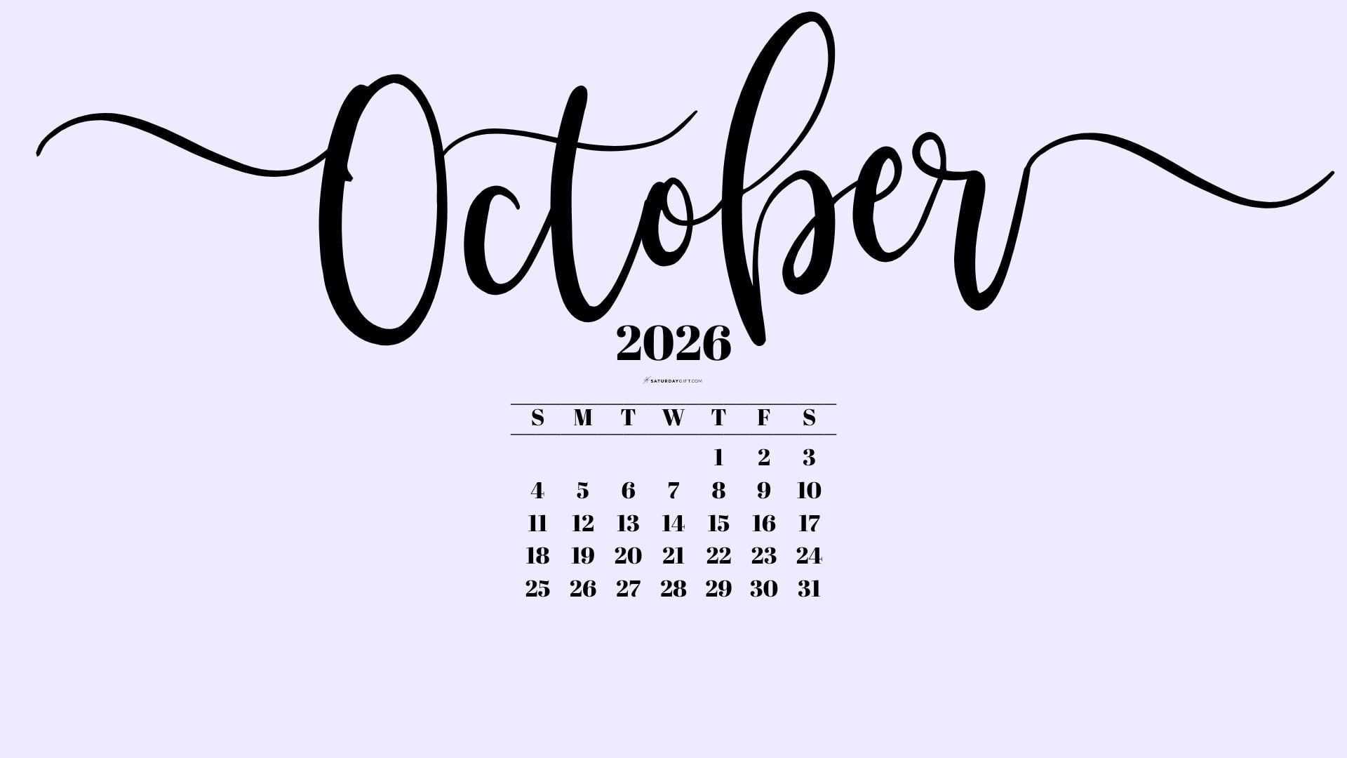 October 2026 Desktop Background Wallpaper - Lilac | SaturdayGift