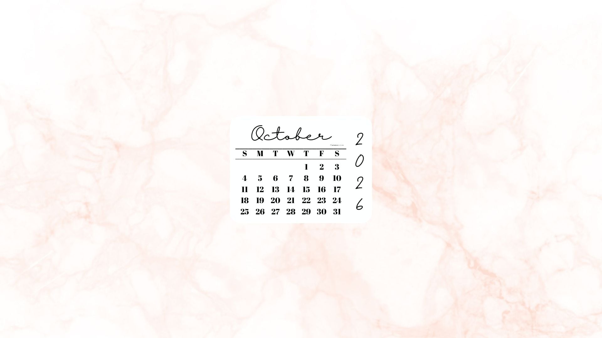 October 2026 Desktop Wallpaper Background - Peach | SaturdayGift