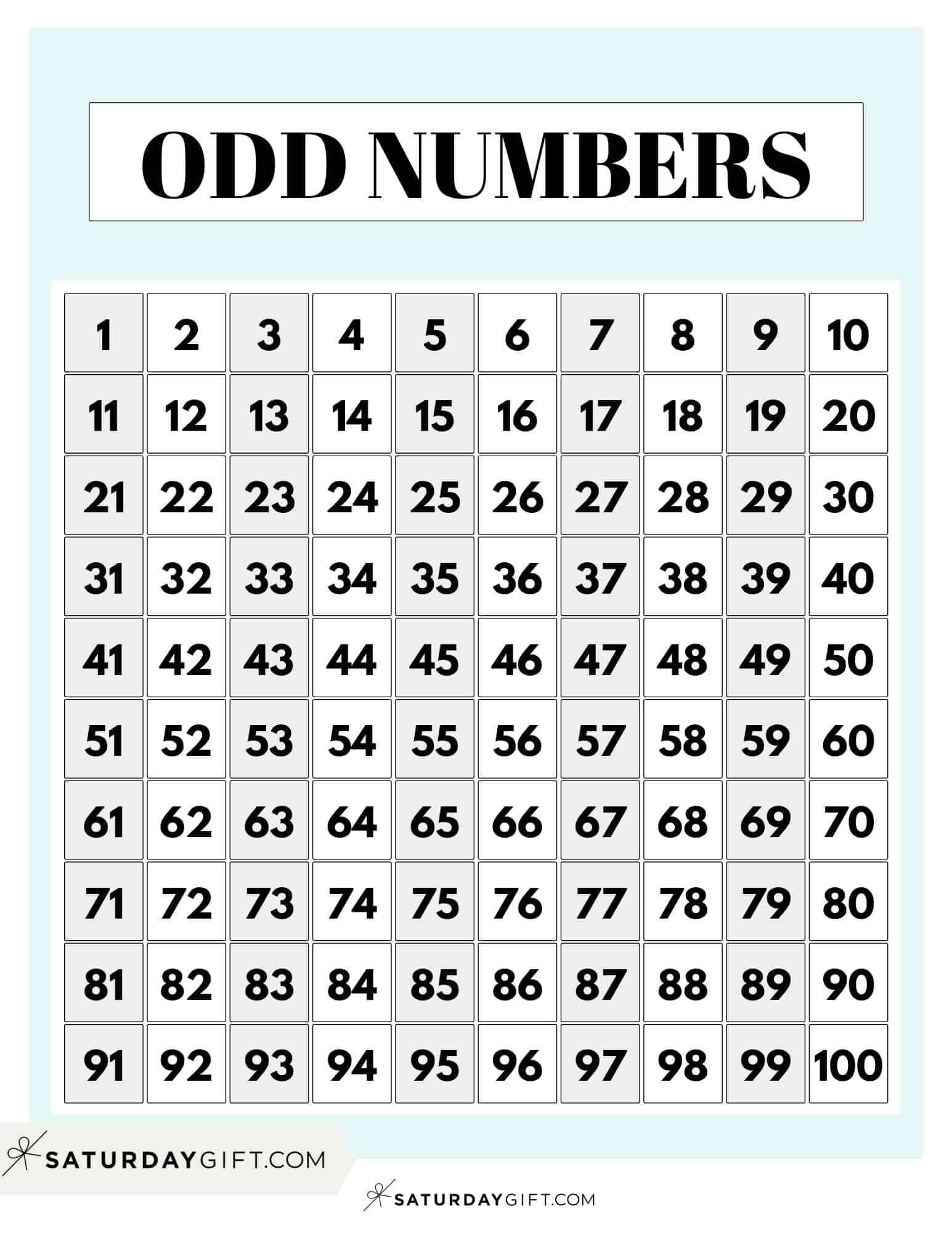 Even and Odd Numbers - Cute & Free Printable Charts