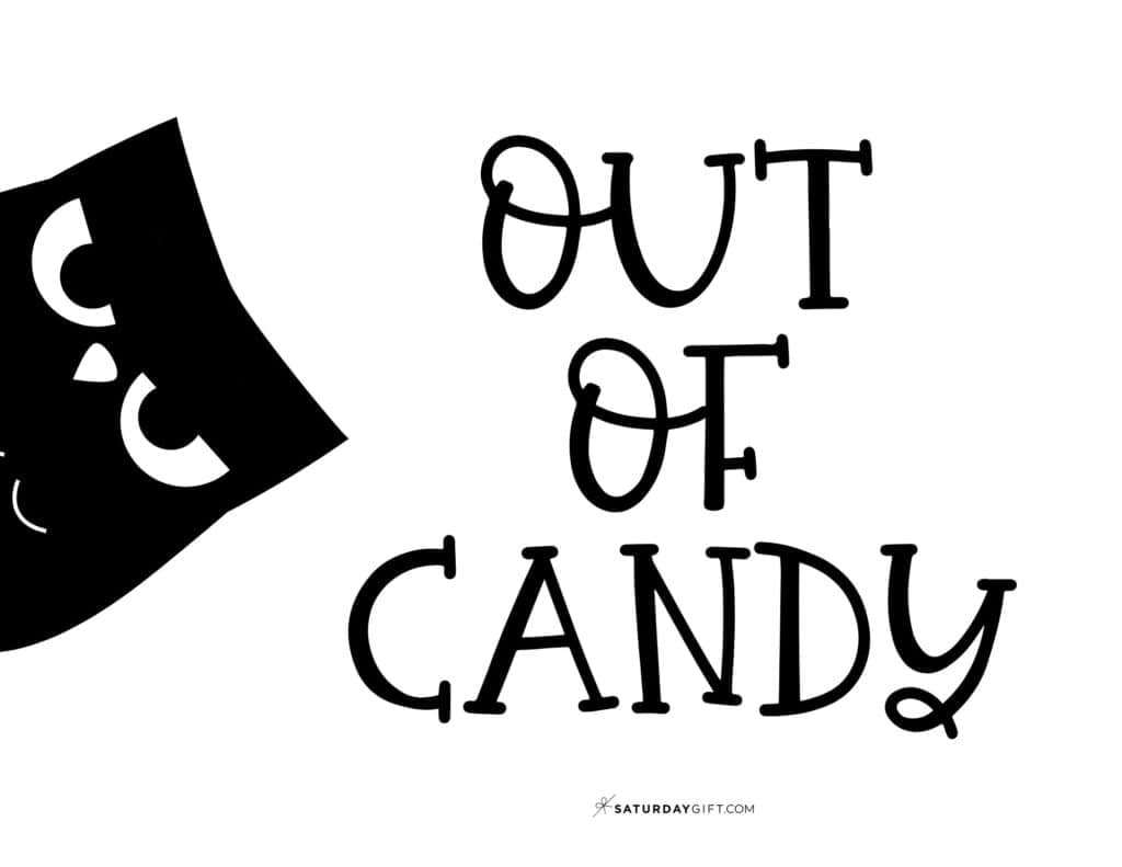 Our of Candy Halloween Sign Printable - Landscape