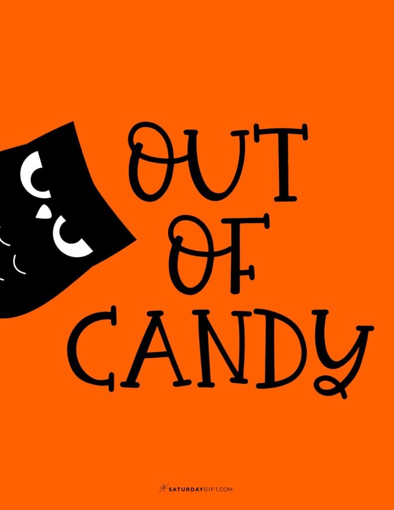 Our of Candy Halloween Sign Printable - Portrait
