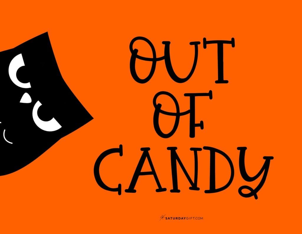 Our of Candy Sign - Free Printable - Landscape