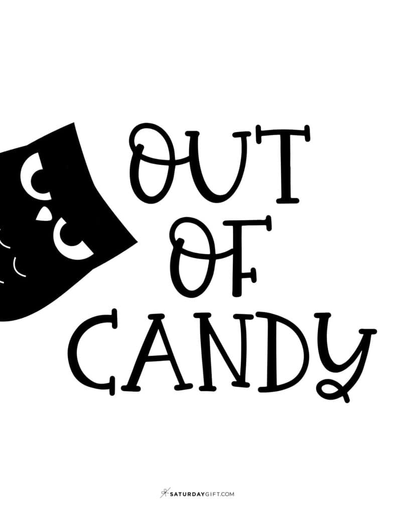 Our of Candy Sign - Free Printable - Portrait