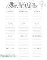 Birthday Calendar Templates - 26 Cute & Free Printables | SaturdayGift