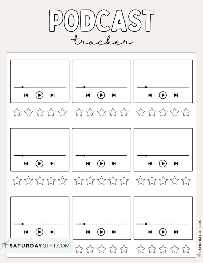 Podcast Tracker Printable Template Beige