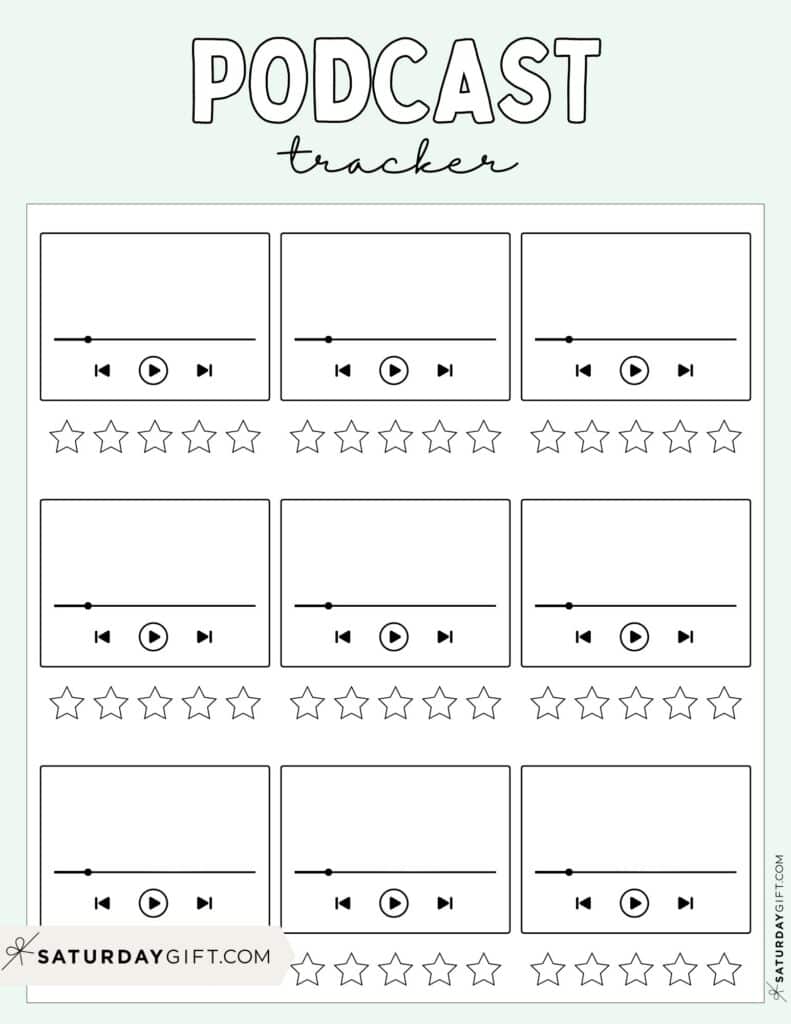 Podcast Tracker Printable Template Green