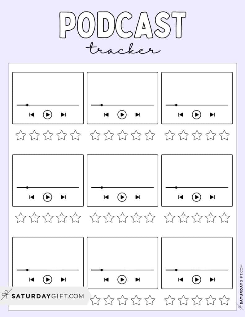Podcast Tracker Printable Template Lilac