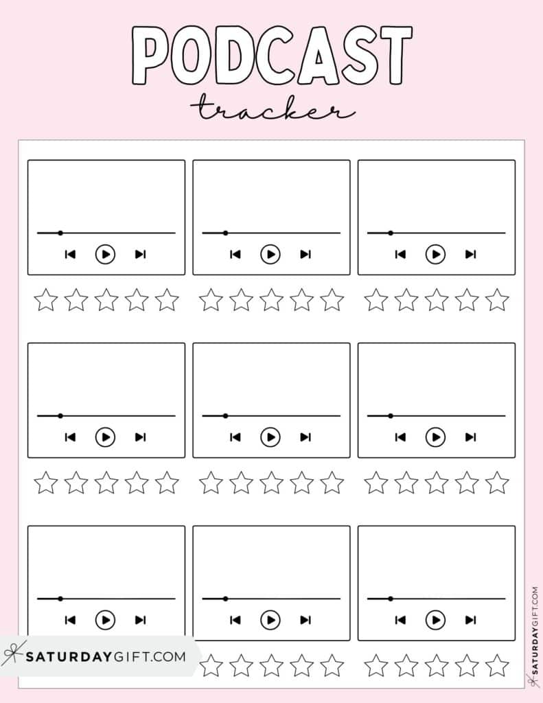 Podcast Tracker Printable Template Pink