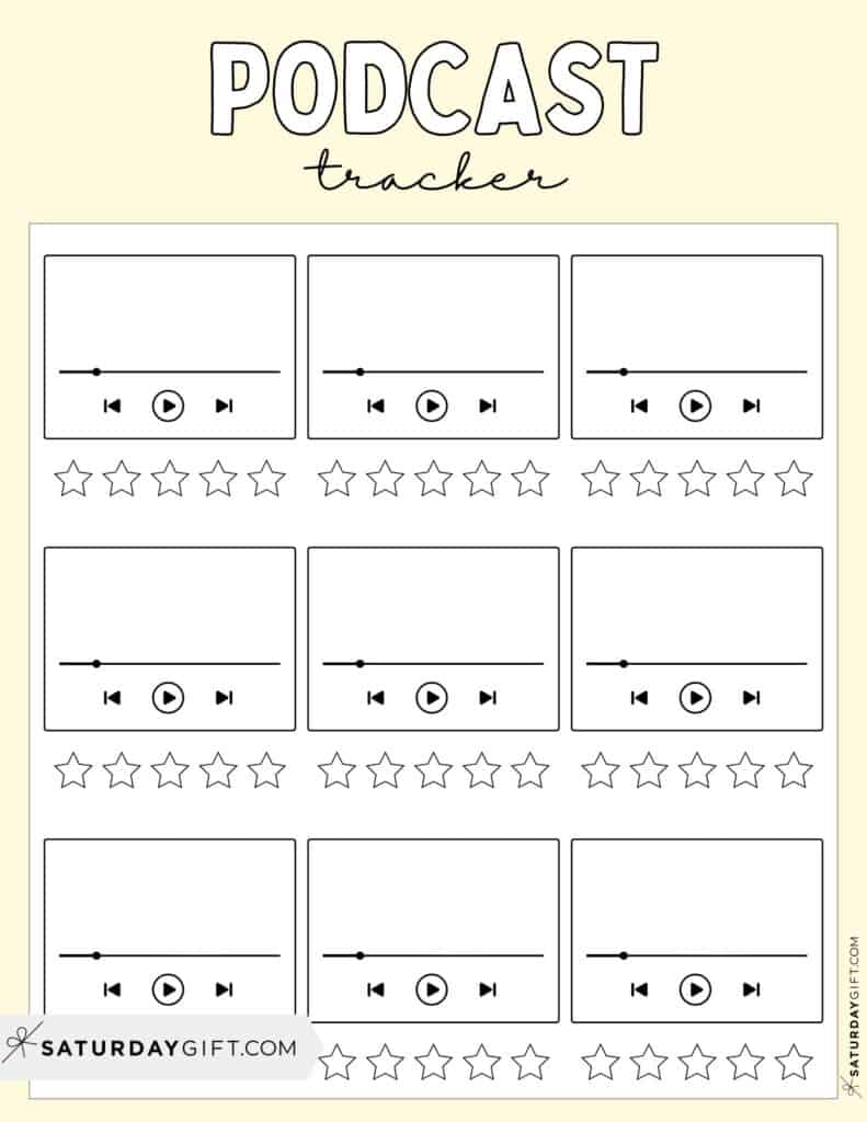 Podcast Tracker Printable Template Yellow