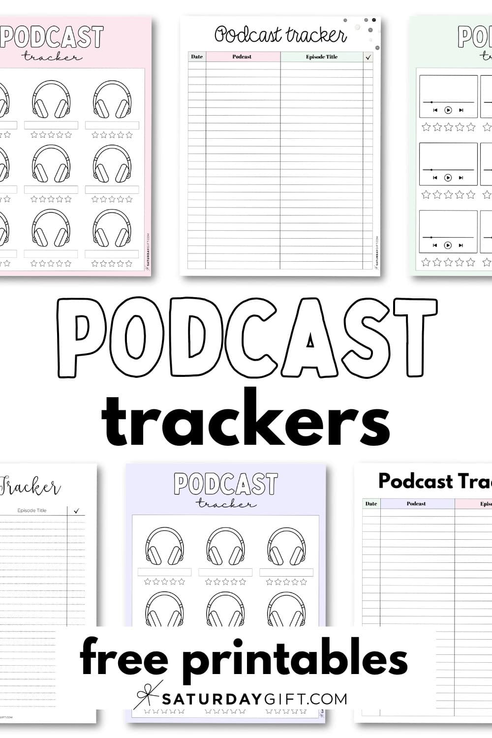 Podcast Tracker Printables Aesthetic & Free | SaturdayGift