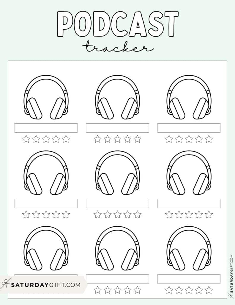 Podcast Tracker Template Free Printable Green
