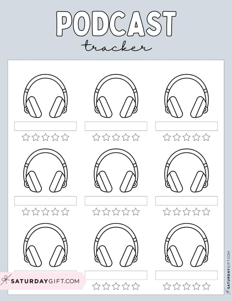 Podcast Tracker Template Free Printable Grey