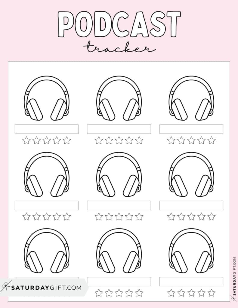 Podcast Tracker Template Free Printable Pink