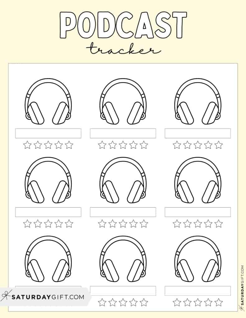 Podcast Tracker Template Free Printable Yellow