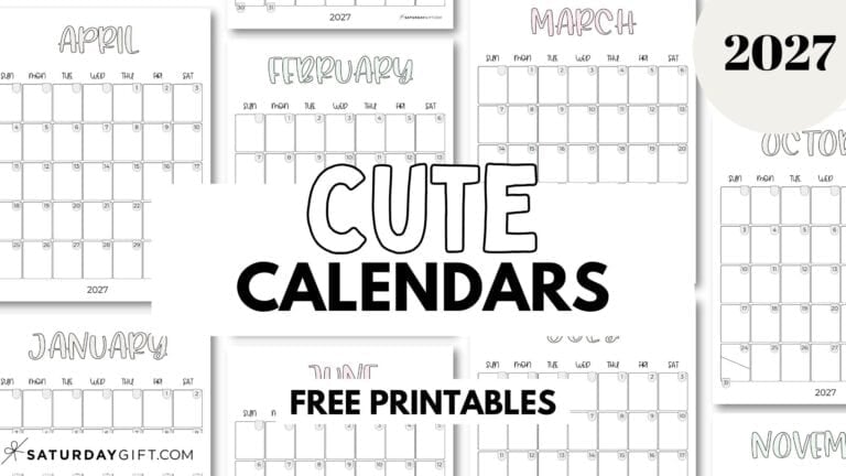 Pretty Pastel Calendar Templates 2027 Free Printables by SaturdayGift
