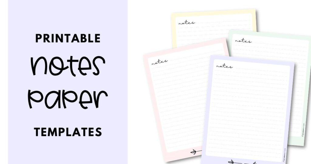 Pretty note pages free printables | SaturdayGift