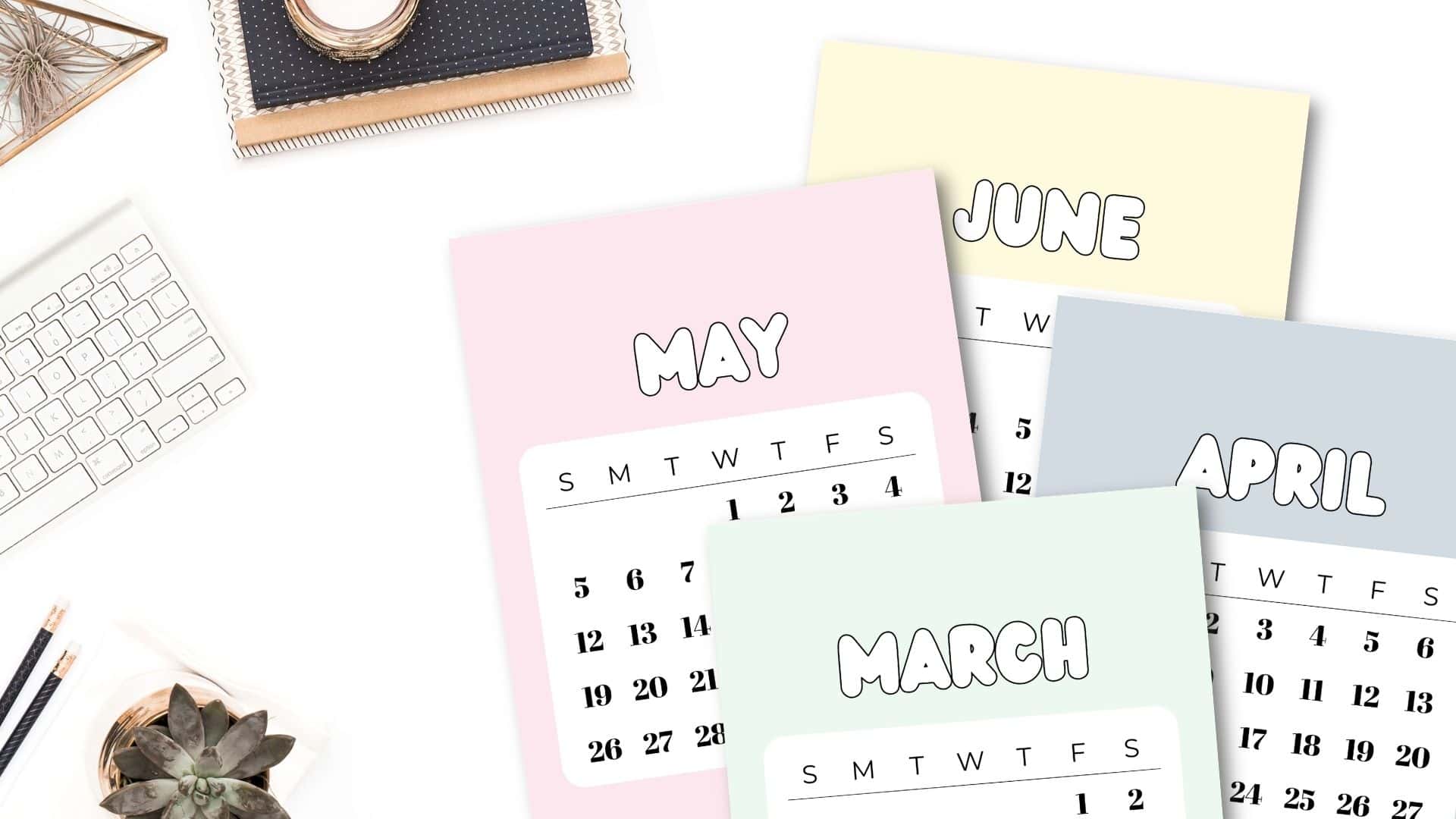 Cute Colorful Calendar Templates 2025 - Free Printables