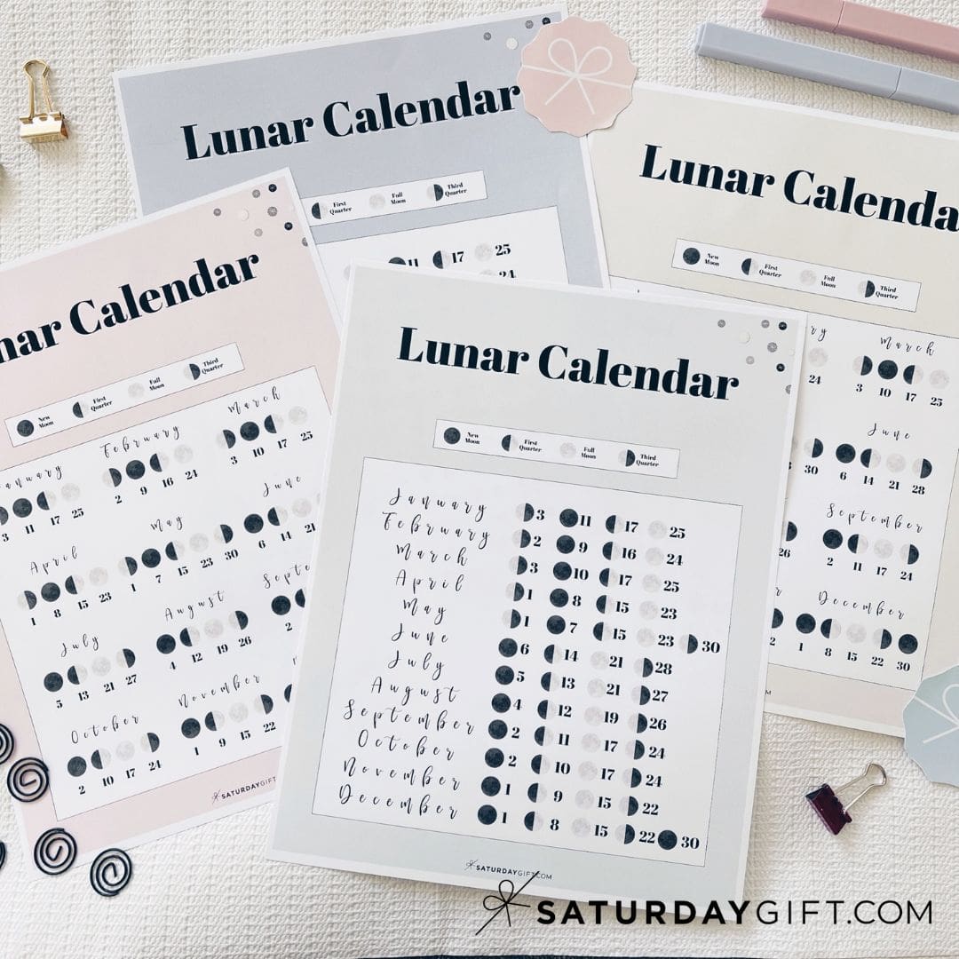 Moon Phase Calendar - 12 Cute & Free Printable 2025 Lunar Calendars