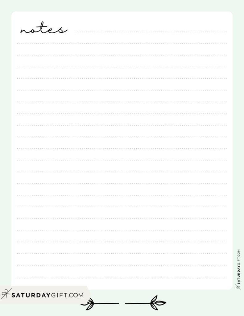 Pretty pastel notes paper green - free printable | SaturdayGift
