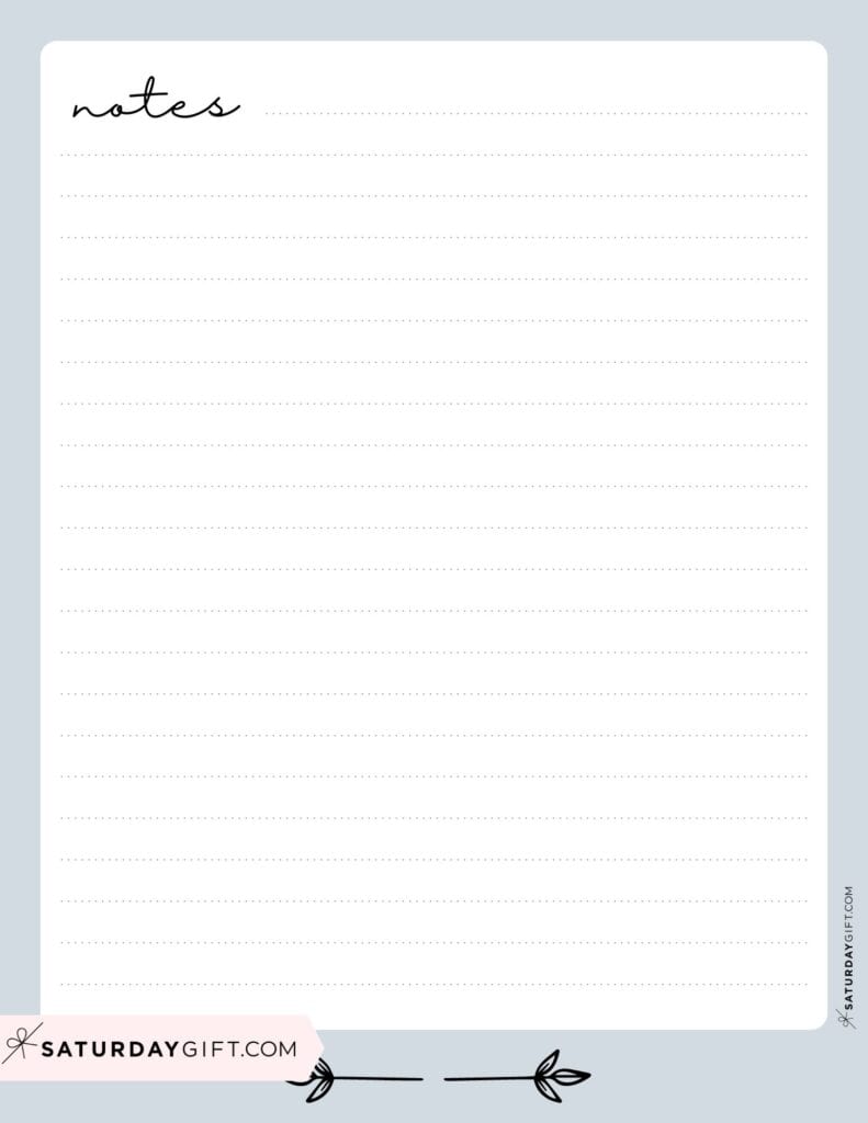 Pretty pastel notes paper grey - free printable | SaturdayGift