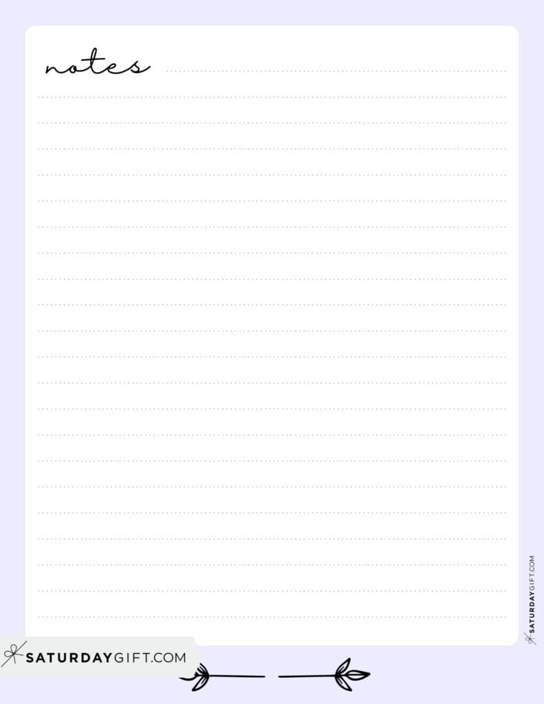 Pretty pastel notes paper lilac - free printable | SaturdayGift