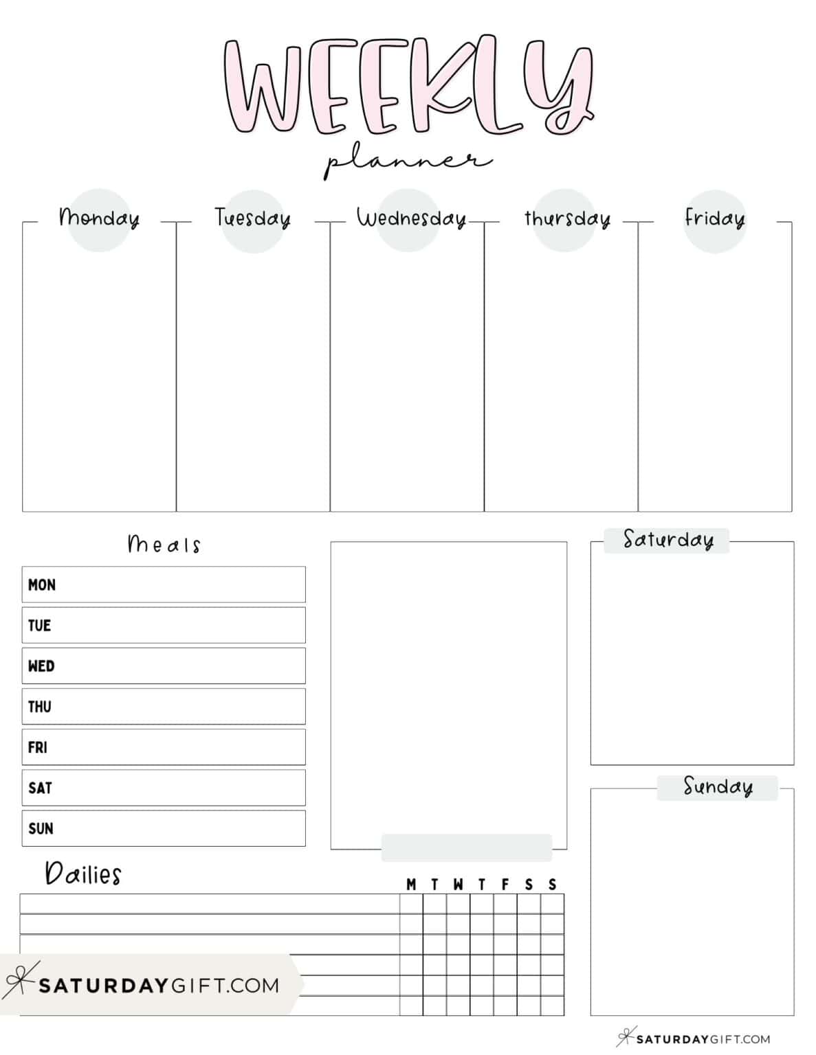 Weekly planner printable - 39 cute free weekly calendar templates ...