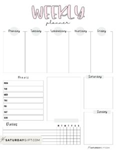 Weekly planner printable - 39 cute free weekly calendar templates ...