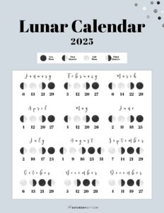Moon Phase Calendar - 12 Cute & Free Printable 2025 Lunar Calendars