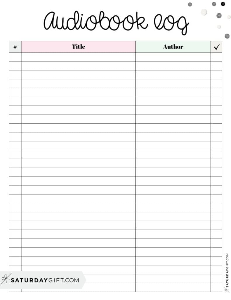 Printable Audiobook Tracker - Cute & Free