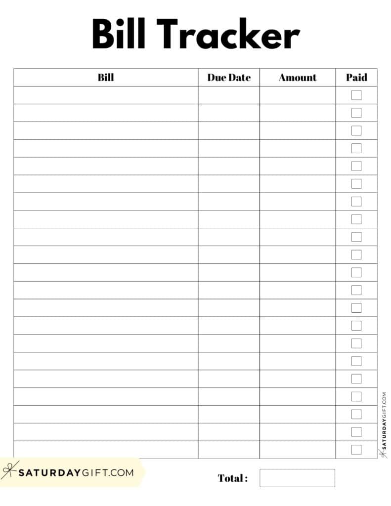 Bill Organizer Template - 39 Cute & Free Printable Bill Trackers
