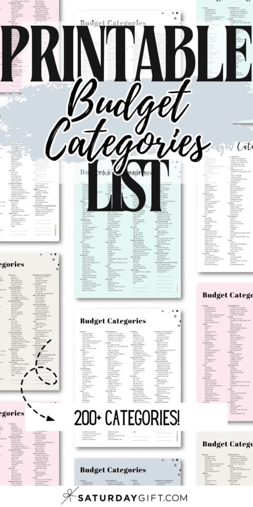 Printable Budget Categories List | SaturdayGift