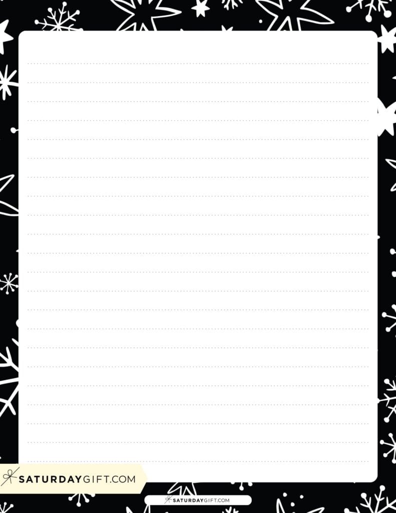 Printable Christmas letter paper - black background