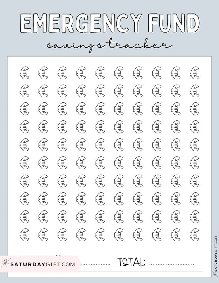 25 Cute &amp; Free Emergency Fund Tracker Printable Templates | SaturdayGift