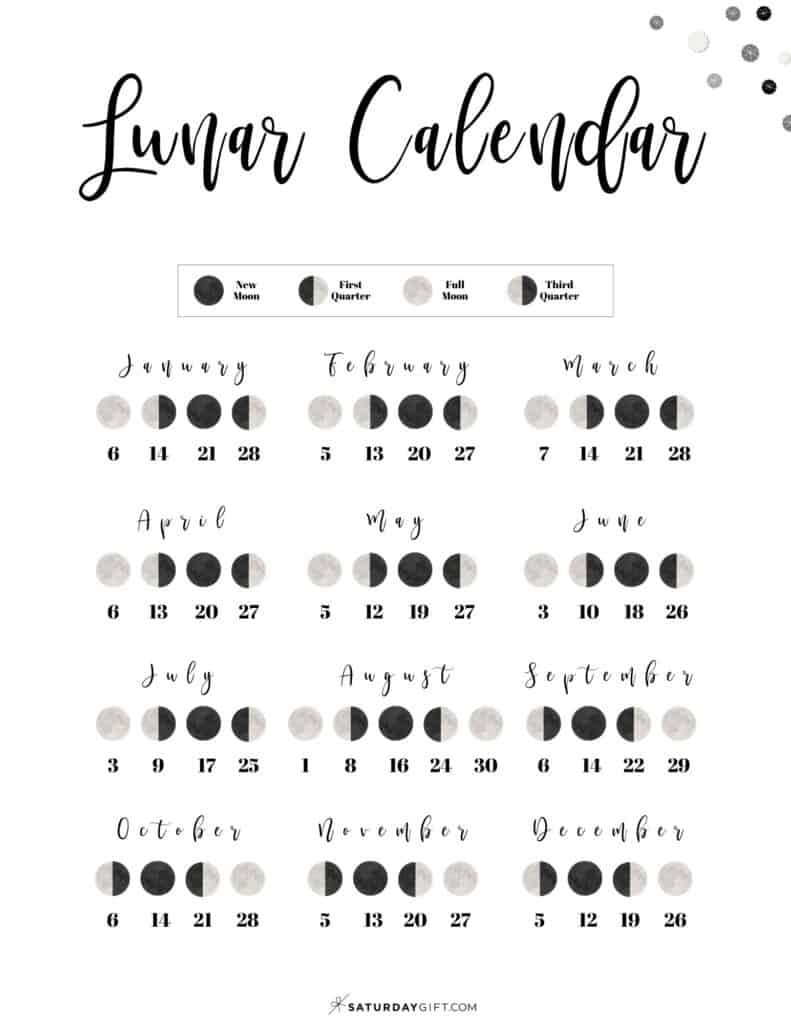 Moon Phase Calendar - Cute & Free Printable 2023 Lunar Calendar