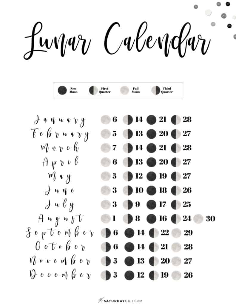 Moon Phase Calendar - Cute & Free Printable 2023 Lunar Calendar