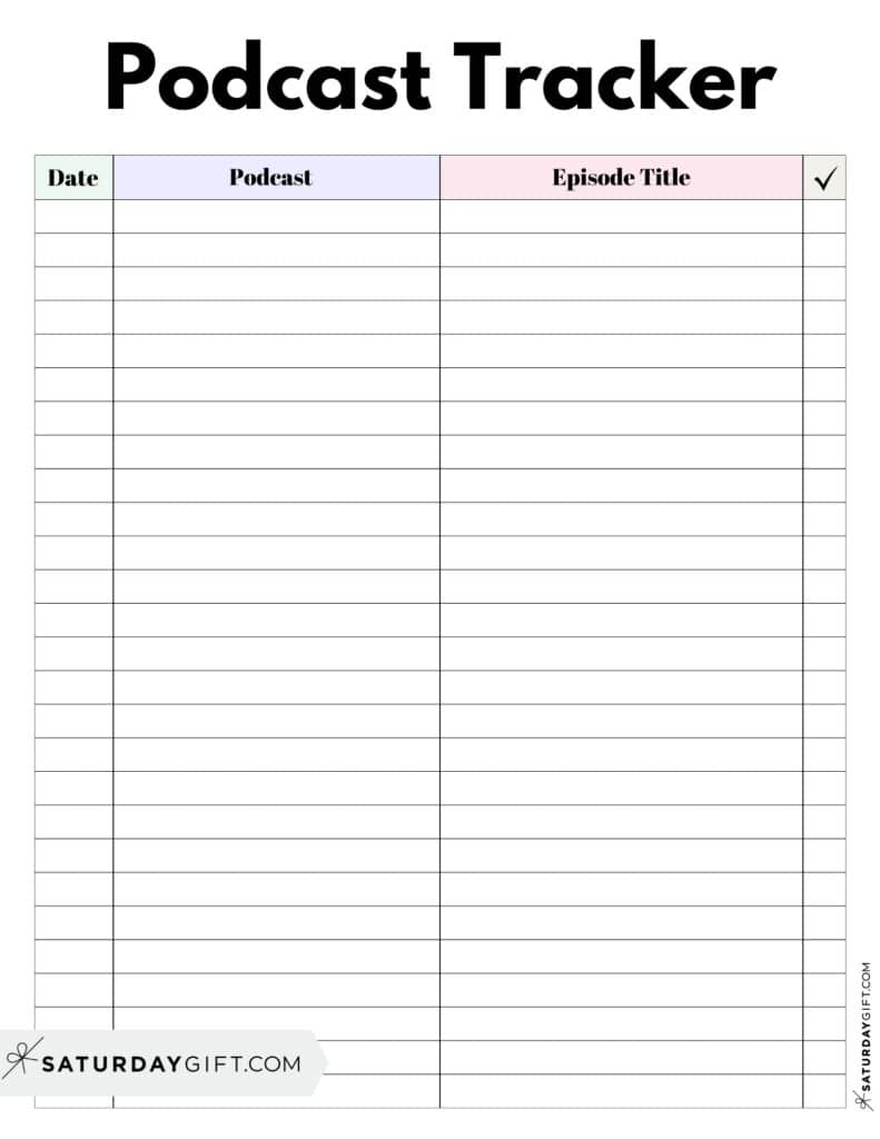 Printable Podcast Tracker