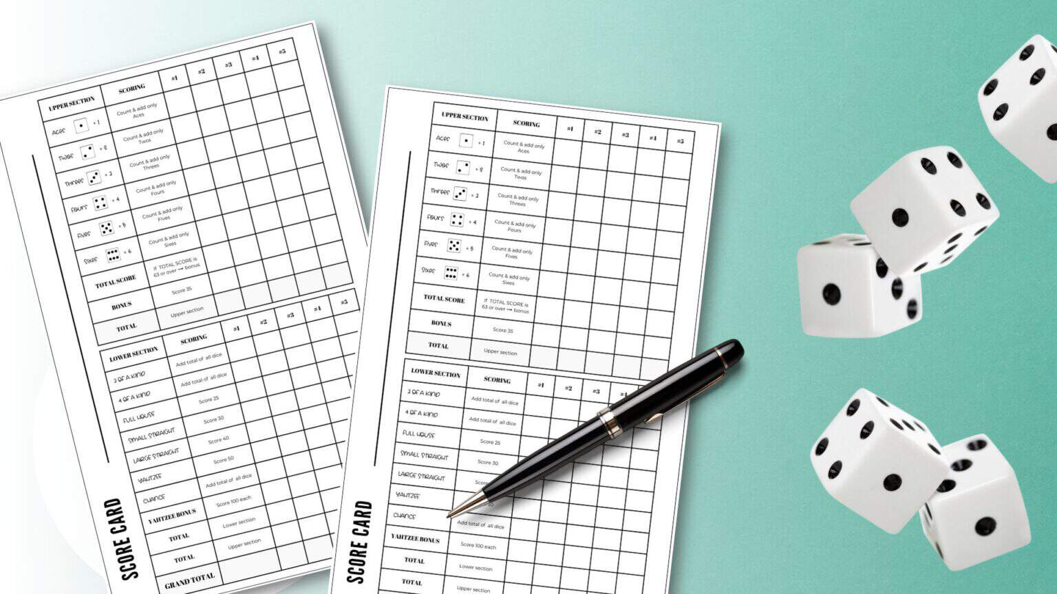 Yahtzee Score Card Printable Yahtzee Score Sheets SaturdayGift