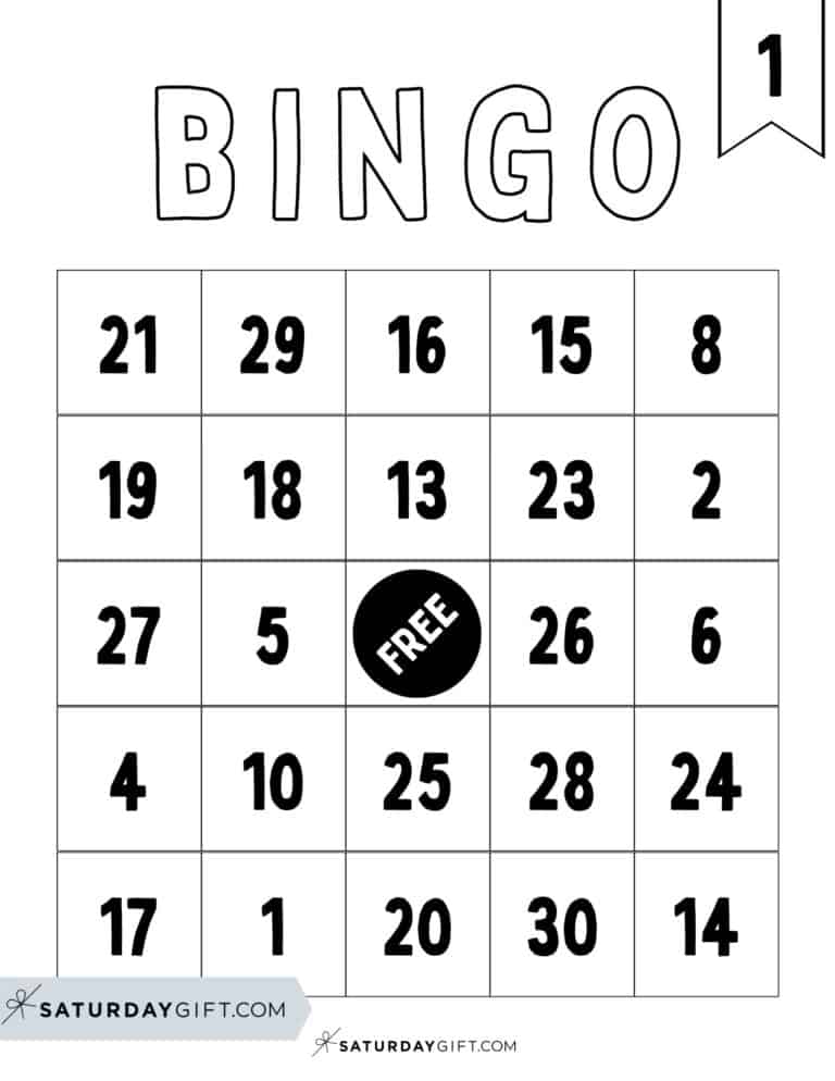 Cute & Free Printable Bingo Cards - 30 Cards + Calling Sheet | SaturdayGift