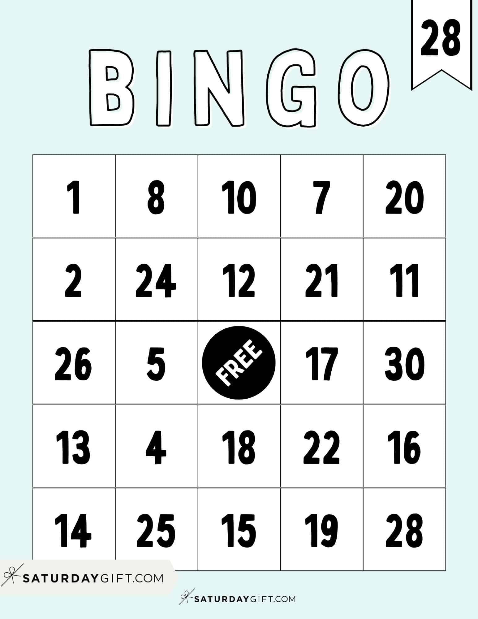 Cute & Free Printable Bingo Cards - 30 Cards + Calling Sheet | SaturdayGift