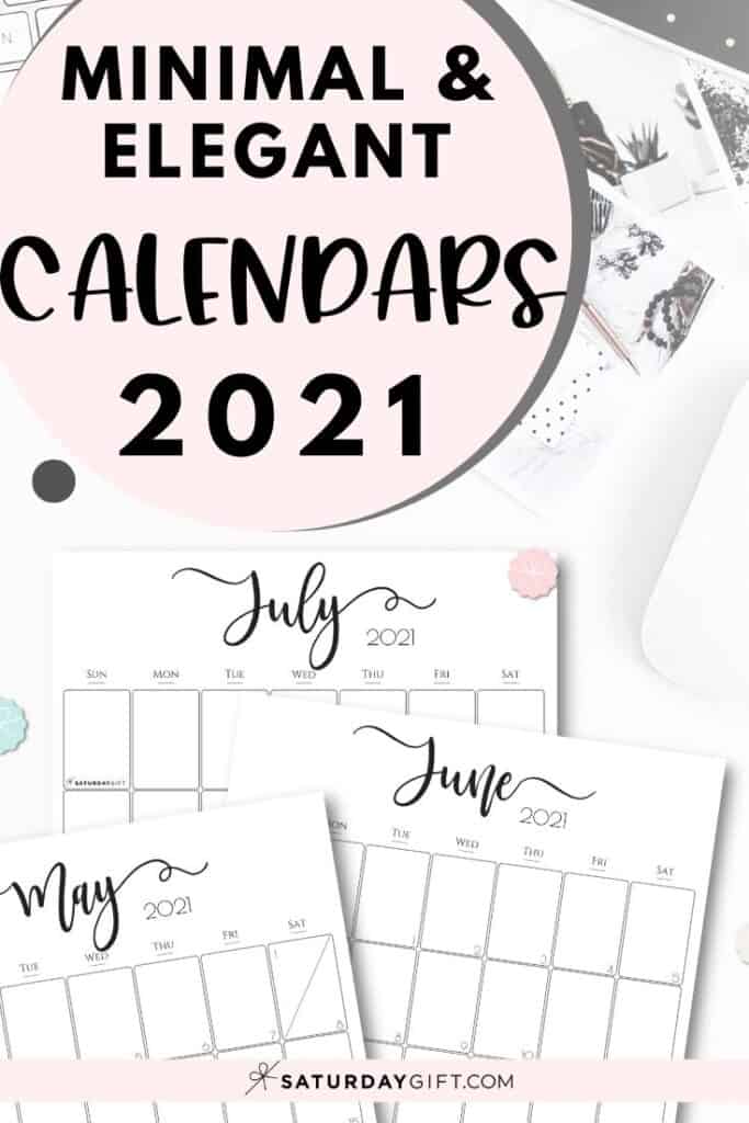 Simple & Elegant Printable Vertical 2021 Calendar