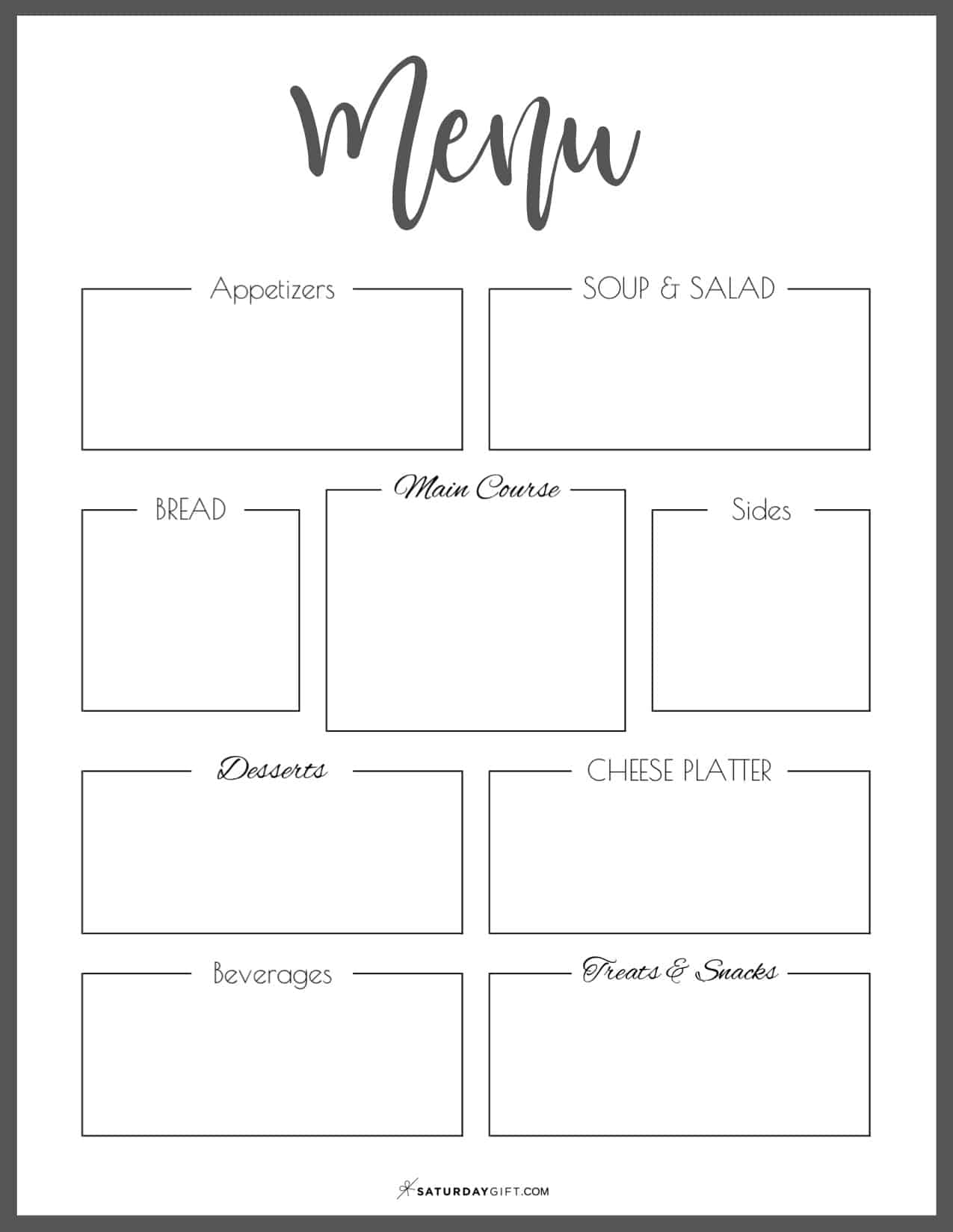 Dinner Party Menu Template Inspirational Planner Printable Of Blank My XXX Hot Girl
