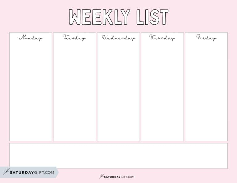 Weekly planner printable - 39 cute free weekly calendar templates ...