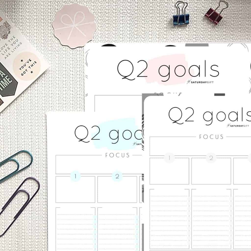Q2 goals - Set and achieve quarter two goals worksheet {Free Printable} | SaturdayGift