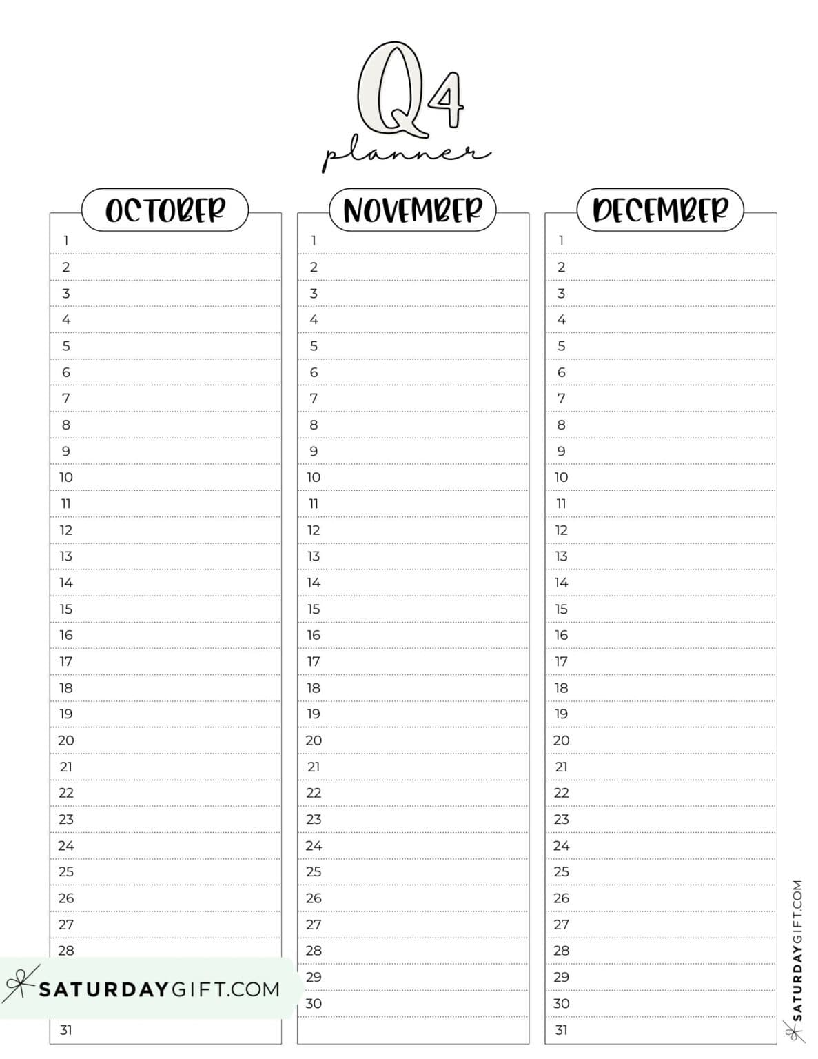 Q4 Planner - 21 Cute &amp; Free Printables