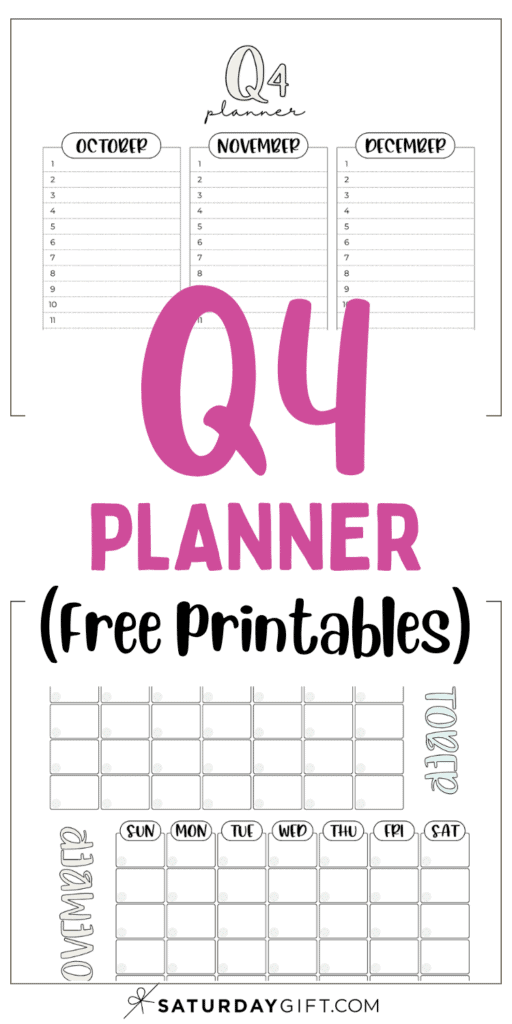 Q4 Planner Free Printables | SaturdayGift