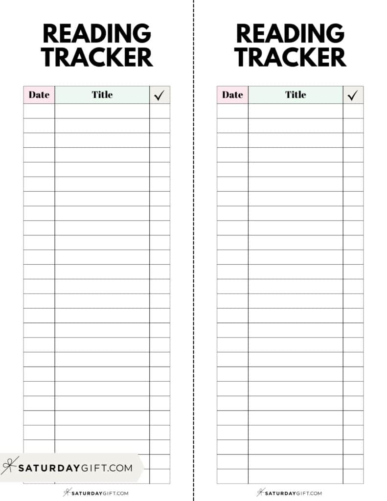 Reading Tracker Bookmark - Printable Templates