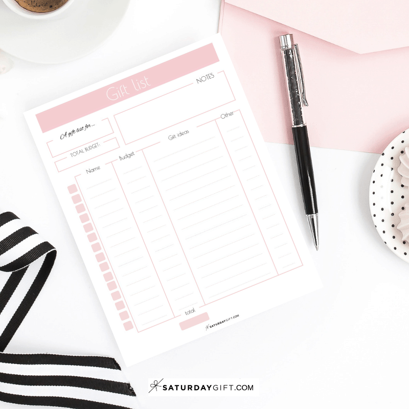 Lovely gift ideas list to plan ahead gift shopping - be more organized and even save money | Free printable | Planner sheet | Planner page| Gift planning | Gift ideas list | Planners | Plan ahead gifts | SaturdayGift | Saturday gift #SaturdayGift