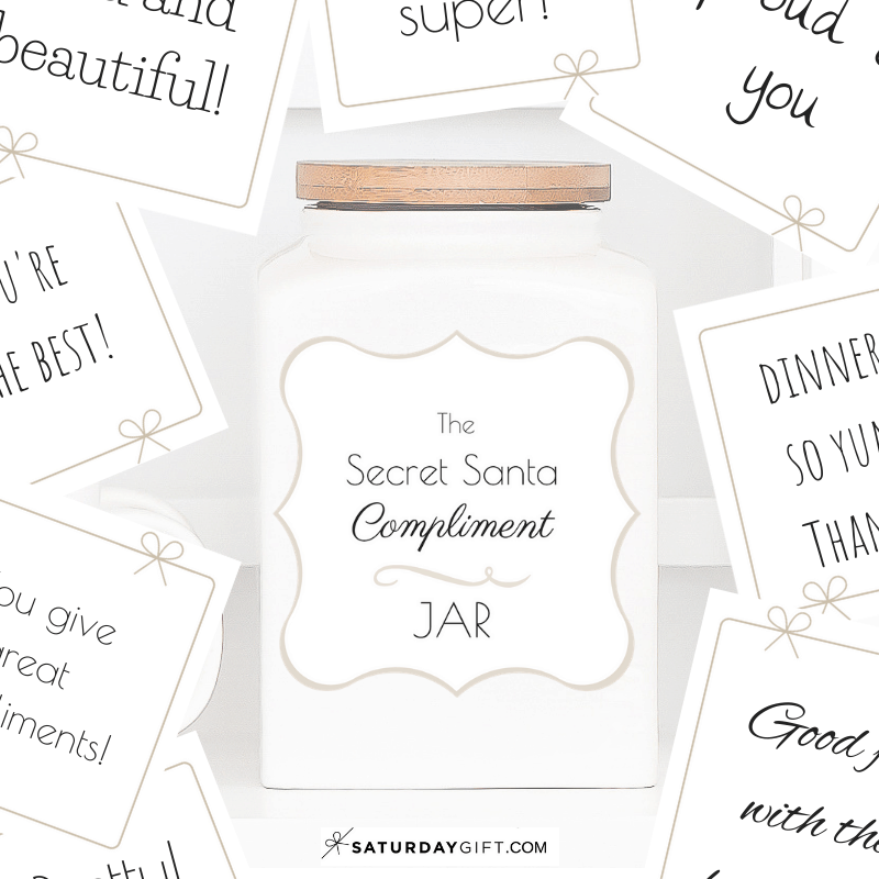 The Secret Santa Compliments jar - free printable | Advent Calendar | Pretty Printables | Free Printables | Compliment Jar | Secret Santa | SaturdayGift | Saturday gift #Saturdaygift #25merrydays