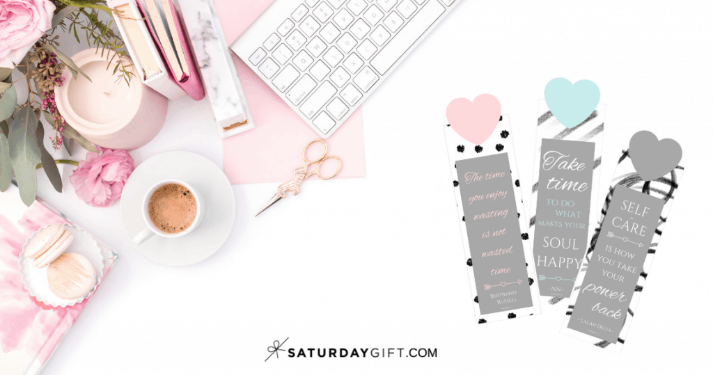 Pretty printable bookmarks with self-care quotes Featured Image